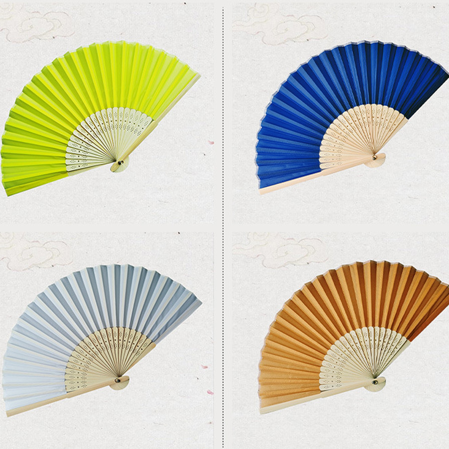 Bamboo Cloth Folding Hand Fan - Custom 4
