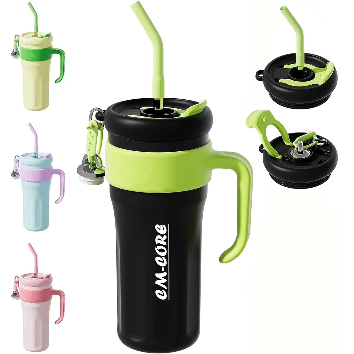 42oz Reusable Stainless Steel Straw Handle Tumbler 2