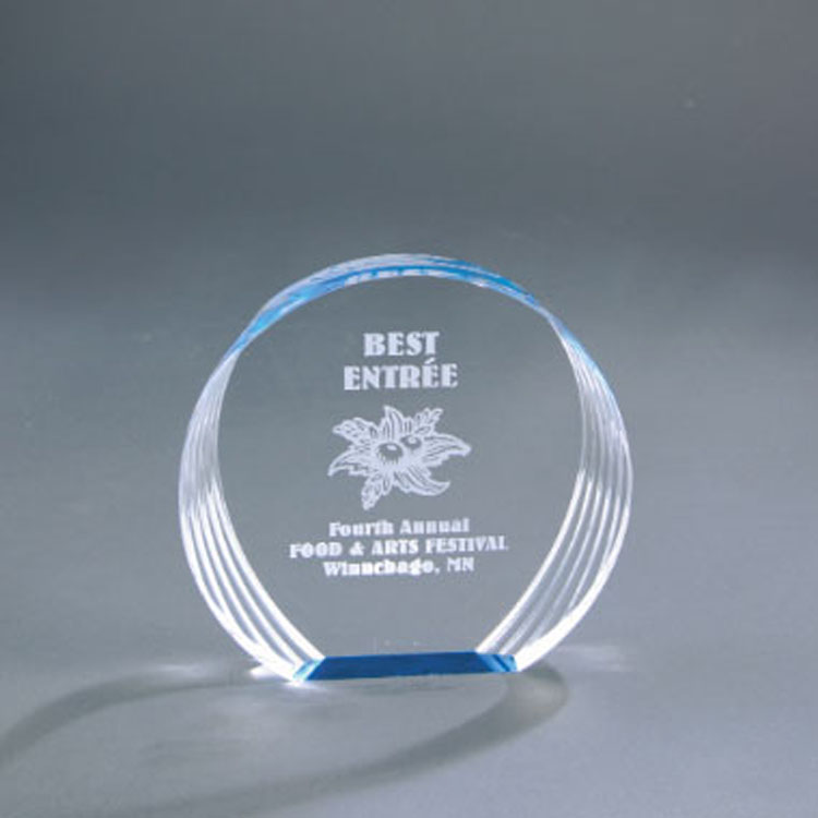 6.5" x 6" Blue Round Acrylic Trophy 2