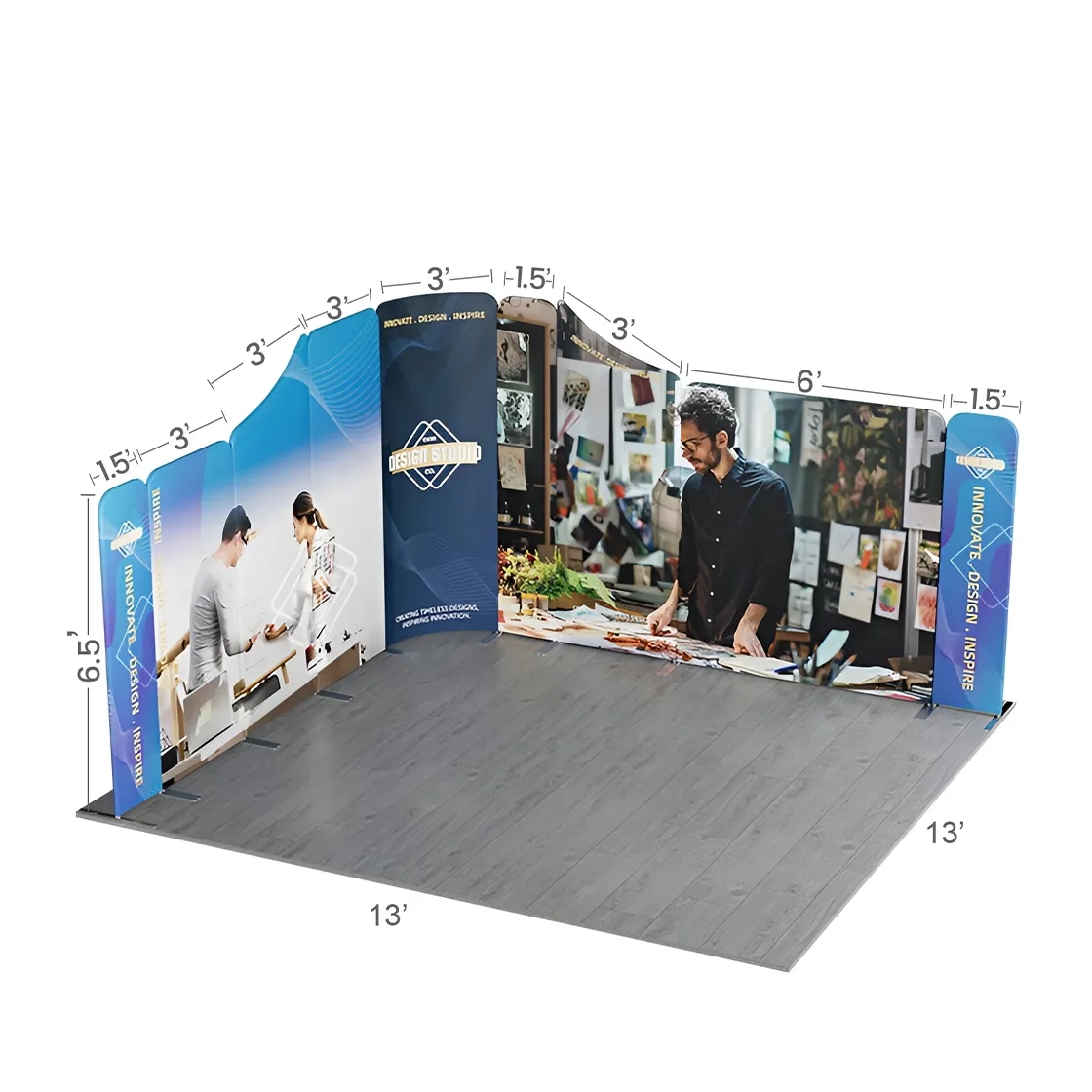 13ft Magnetic Modular Fabric Displays - Dynamic L Shape 13