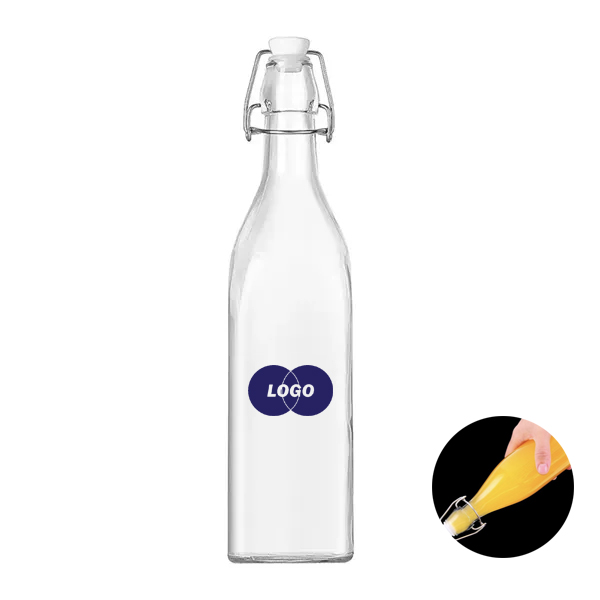 34oz Clear Glass Water Bottles with Wire-Style Lids 2