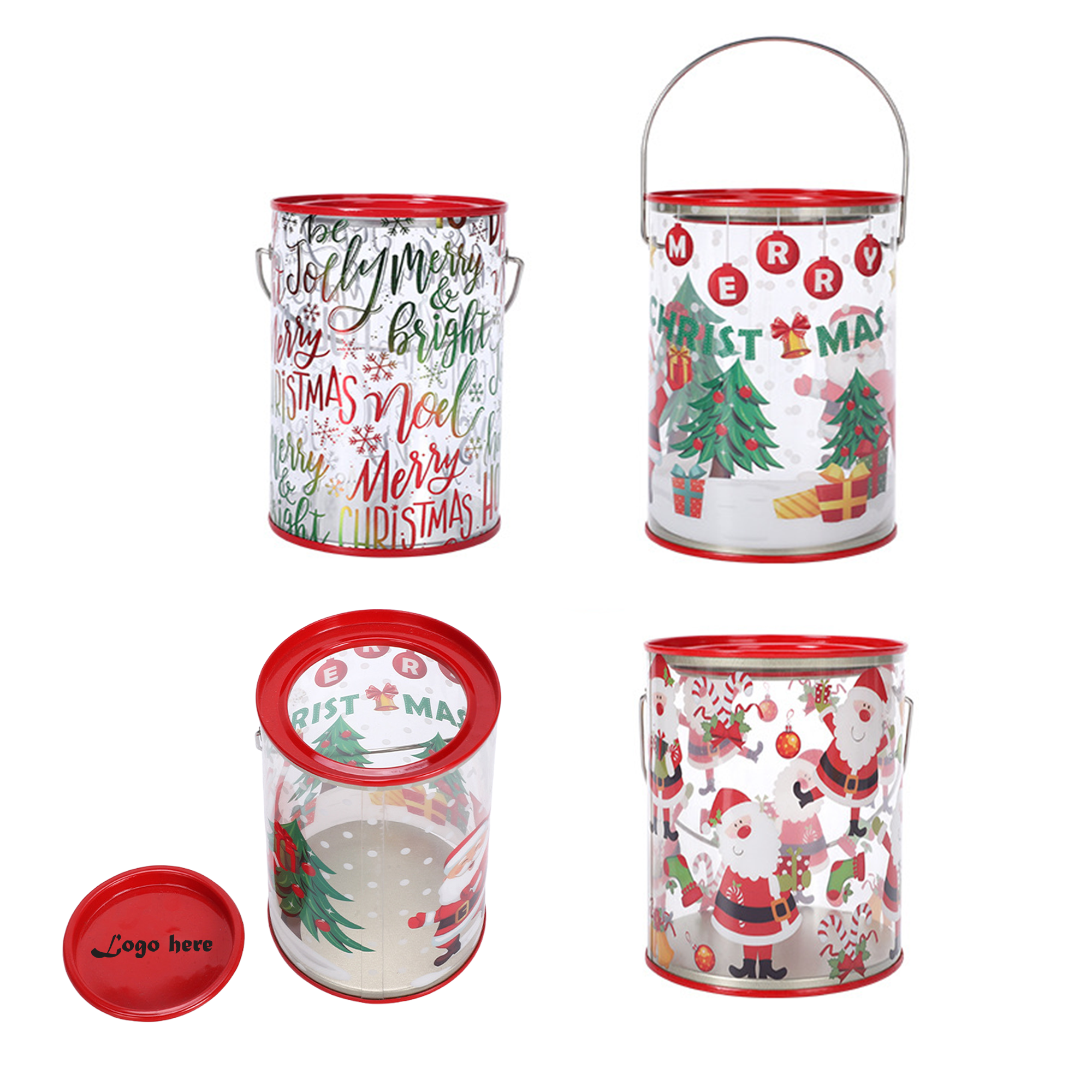 Christmas Tinplate Cover Candy Jar 1