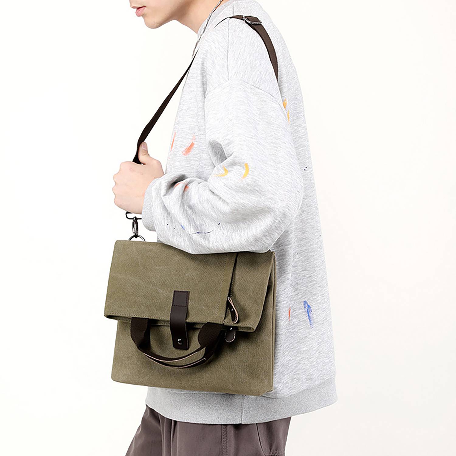 12" Foldable Canvas Shoulder Handbag for Daily Use 6