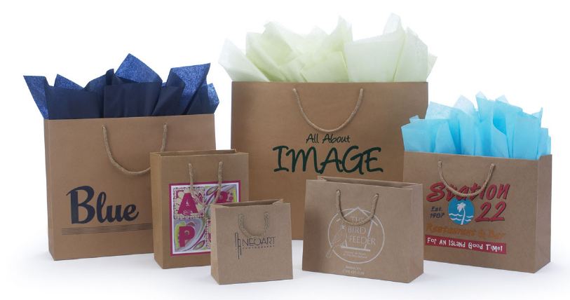 Kraft European Shopping Bags - Hot Stamped