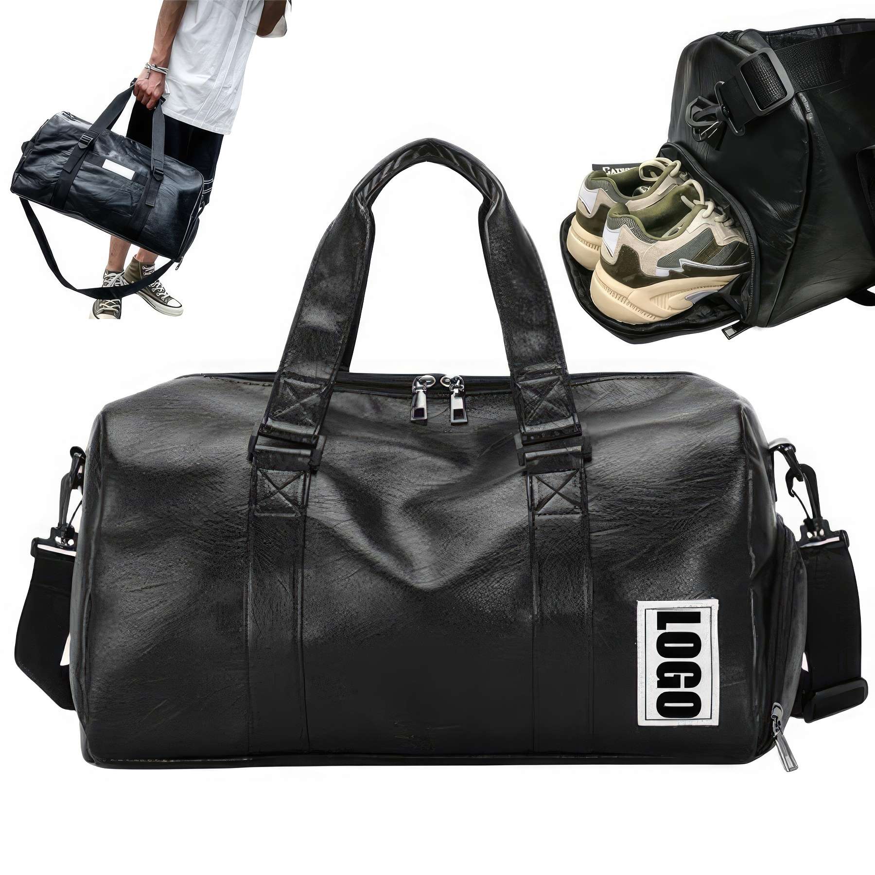 PU Leather Travel Sports Duffel Bag - Gym Yoga 2