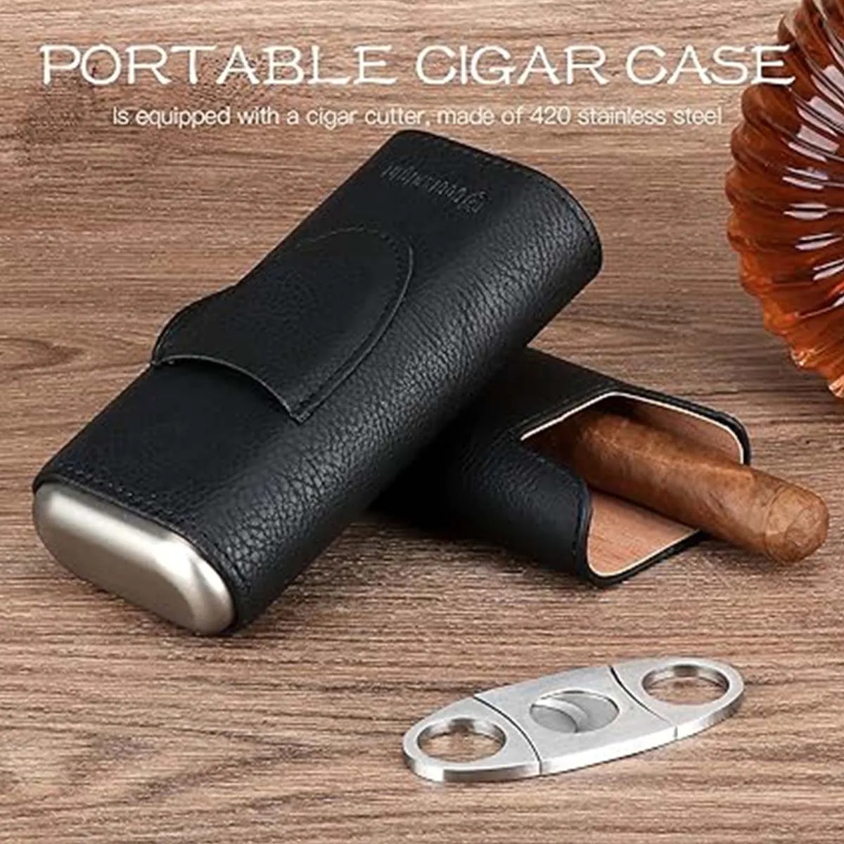 Portable Fashion Leather Cigar Case Travel Humidor for Cigar 1