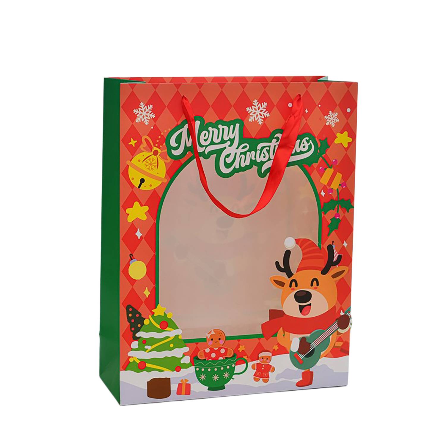 Christmas Gift Paper Bag w/ Clear Window 10