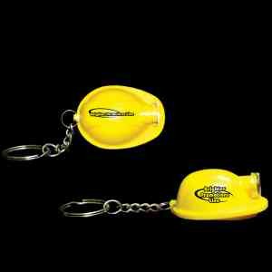 Yellow Safety Helmet Flashlight Light Up LED Glow Keychain
