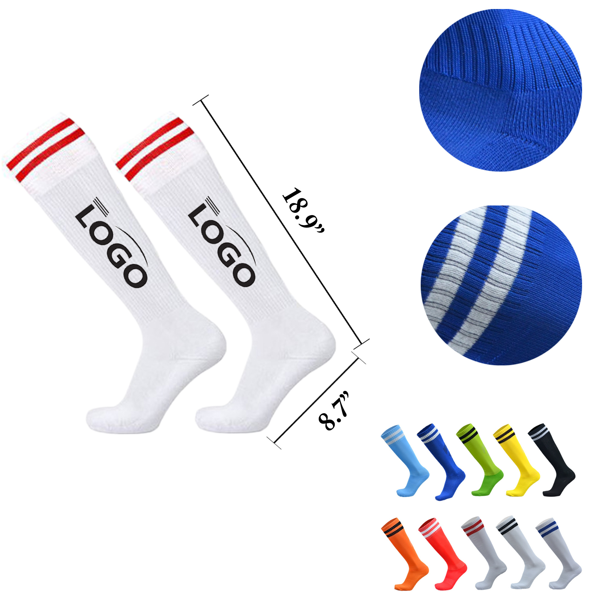 MOQ50 Quick Dry Anti Slip Soccer Socks Over Knee 13