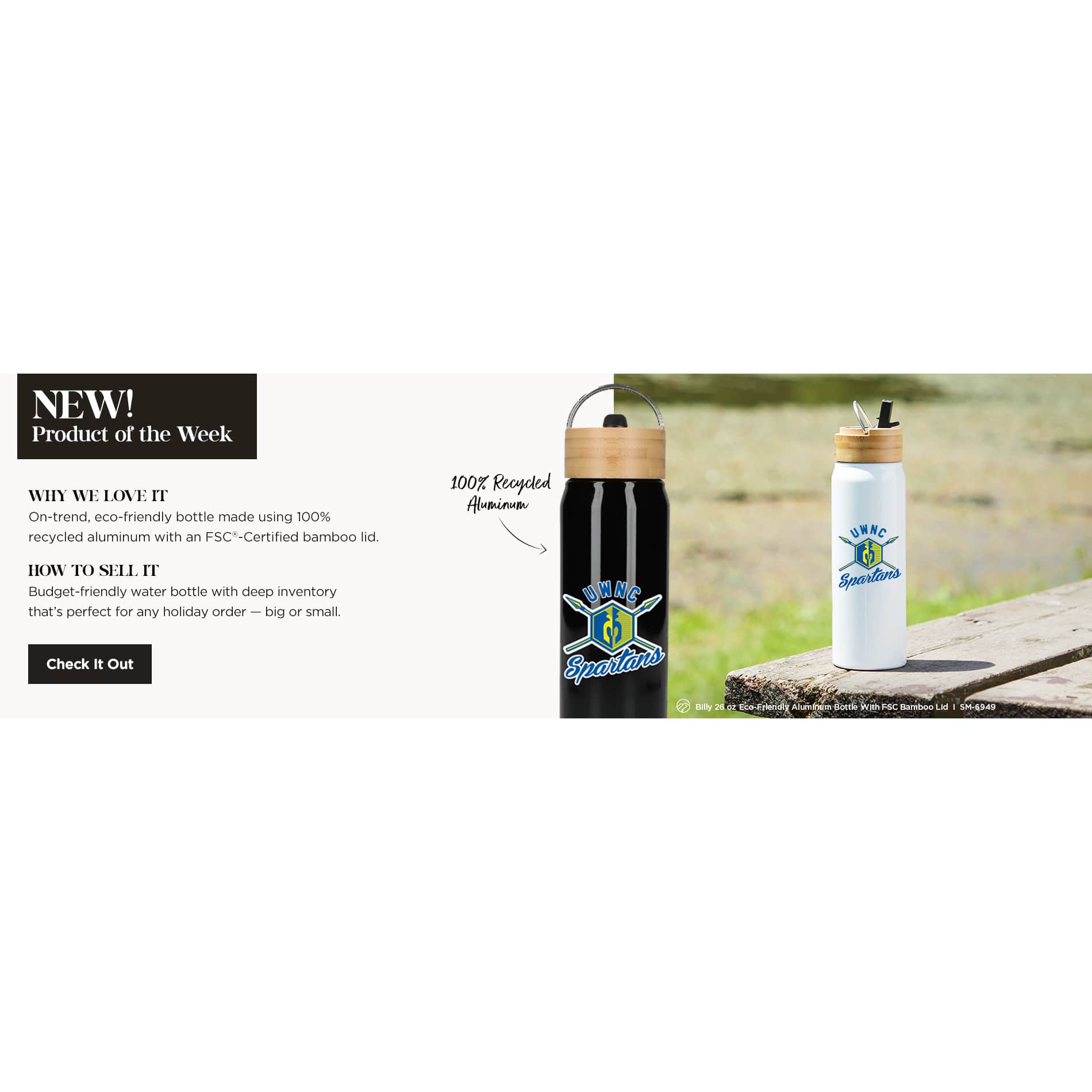 Billy 26oz Aluminum Bottle w/ FSC® Bamboo Lid 108