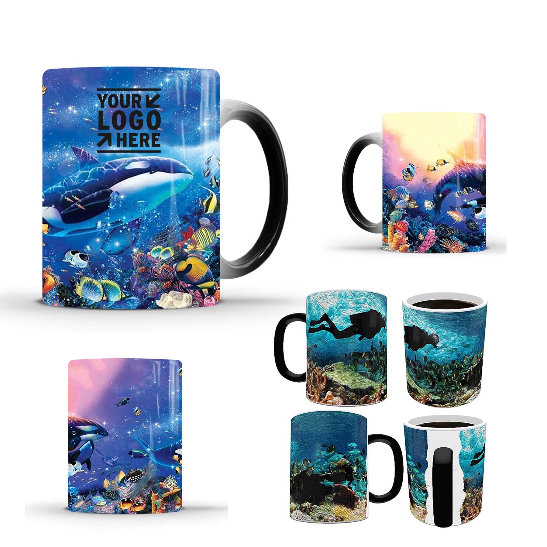 11 oz Color Changing Heat Sensitive Ocean Coral Reef Image Revealed Ceramic Mug 2