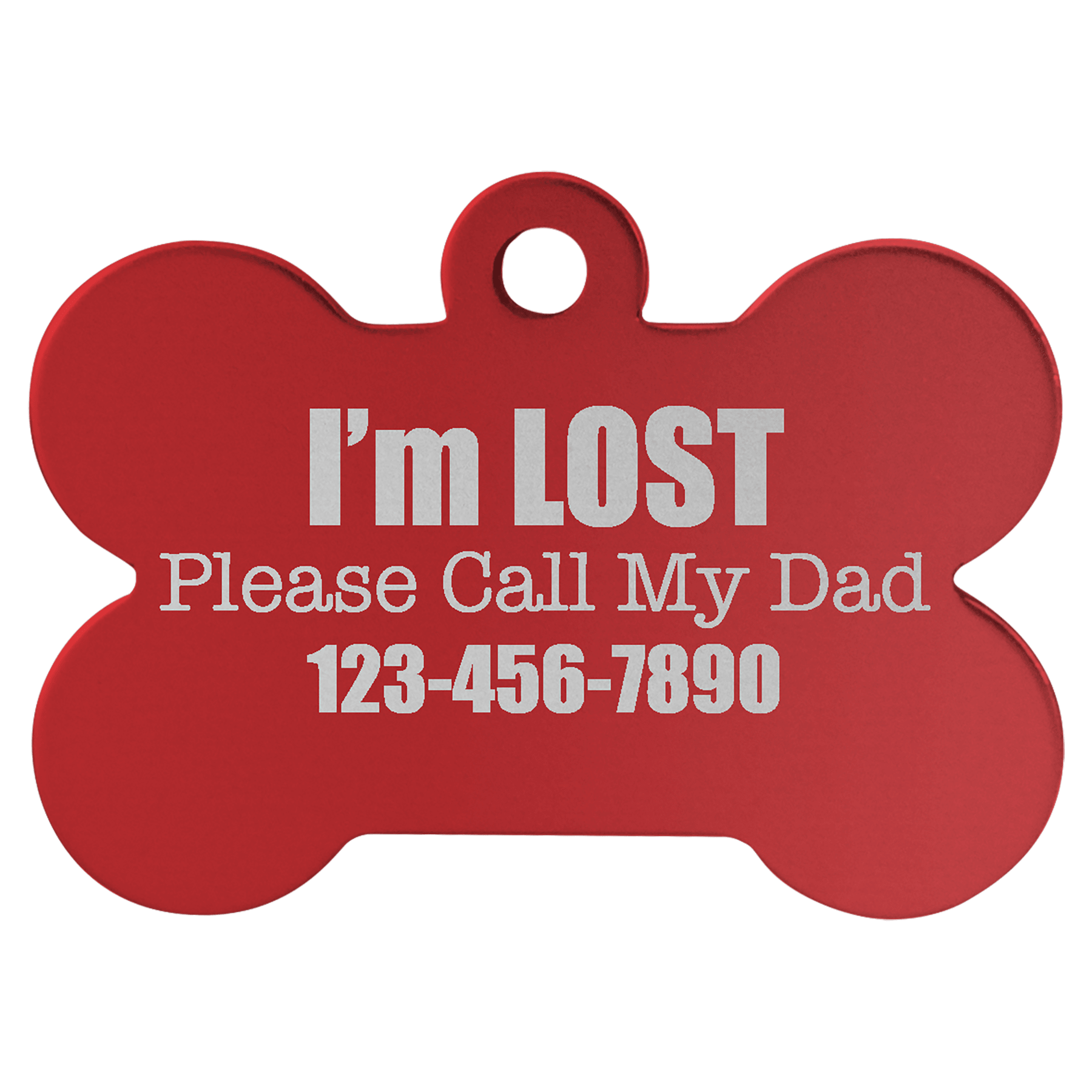 1 1/2" x 1" Red Anodized Aluminum Bone Pet Tag 1