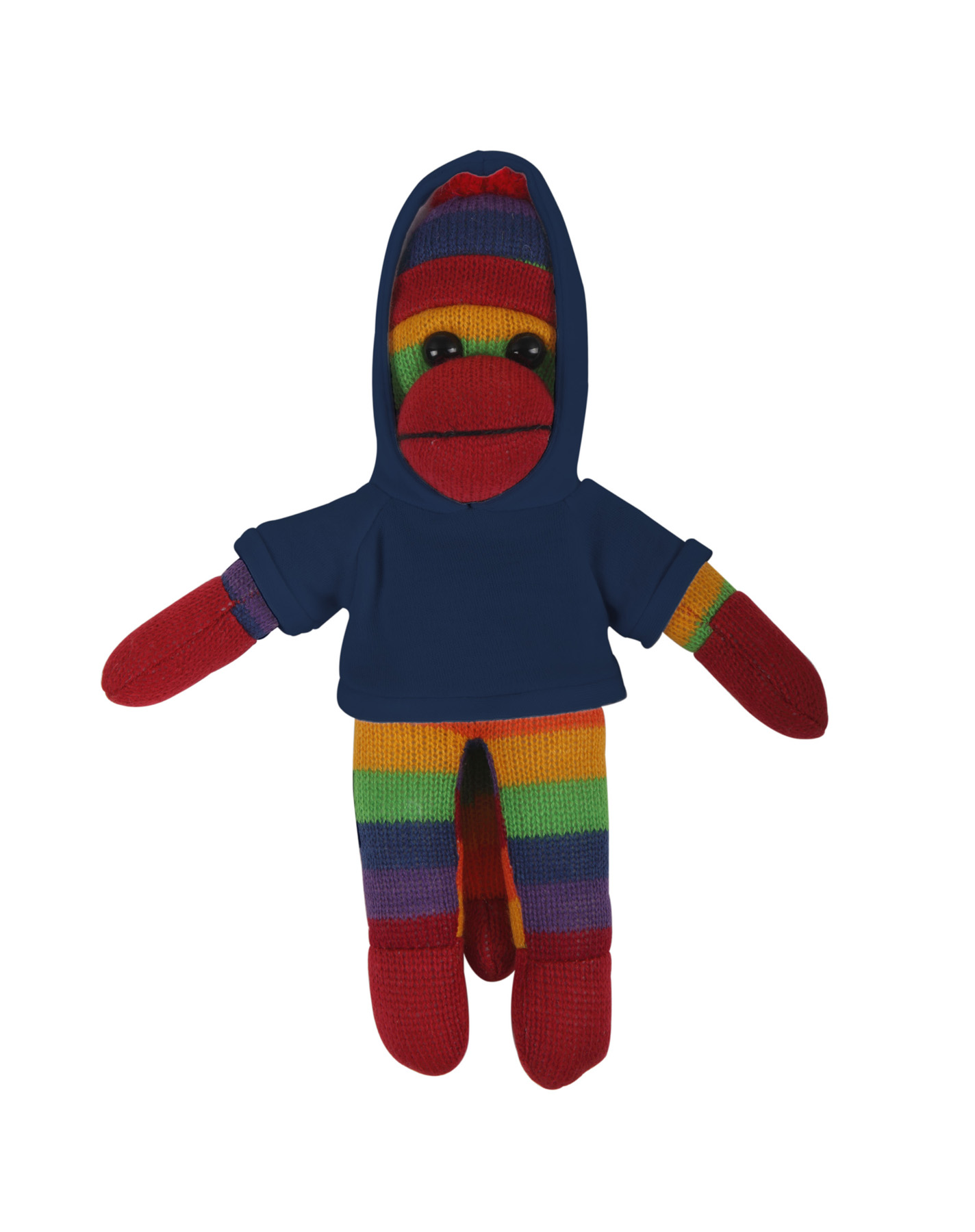 soft plush Rainbow Sock Monkey with hoodie 3