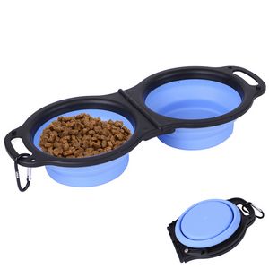 Foldable Stretchable Dual Pet Bowl Food Tray 7