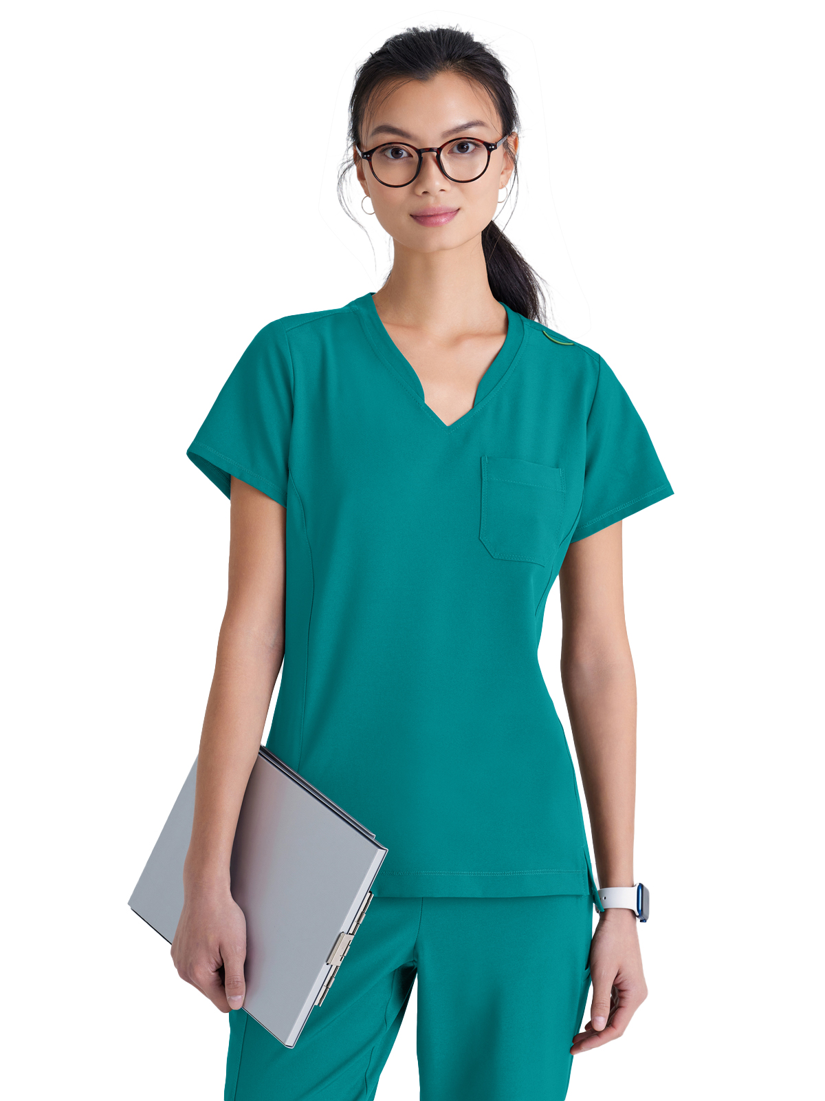 Grey's Anatomy Evolve Stretch - Women's One-Pocket Banded V-Neck Sway Scrub Top 49