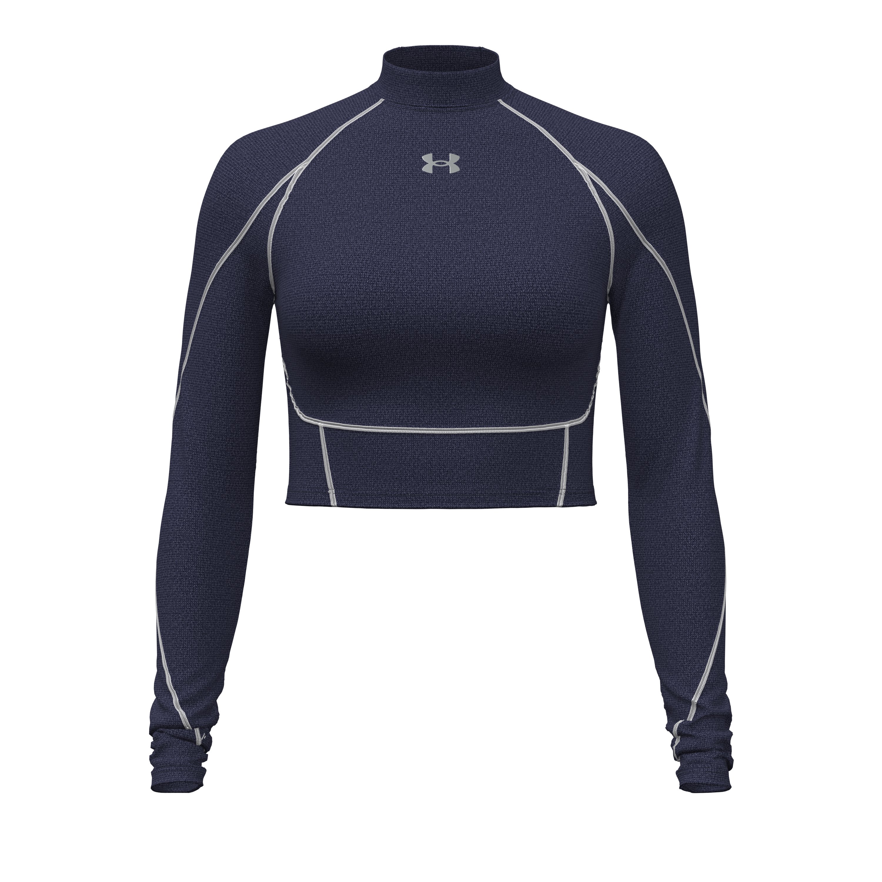 HeatGear Elite Women's Crop Mock Long Sleeve, custom athletic wear with logo imprint 3