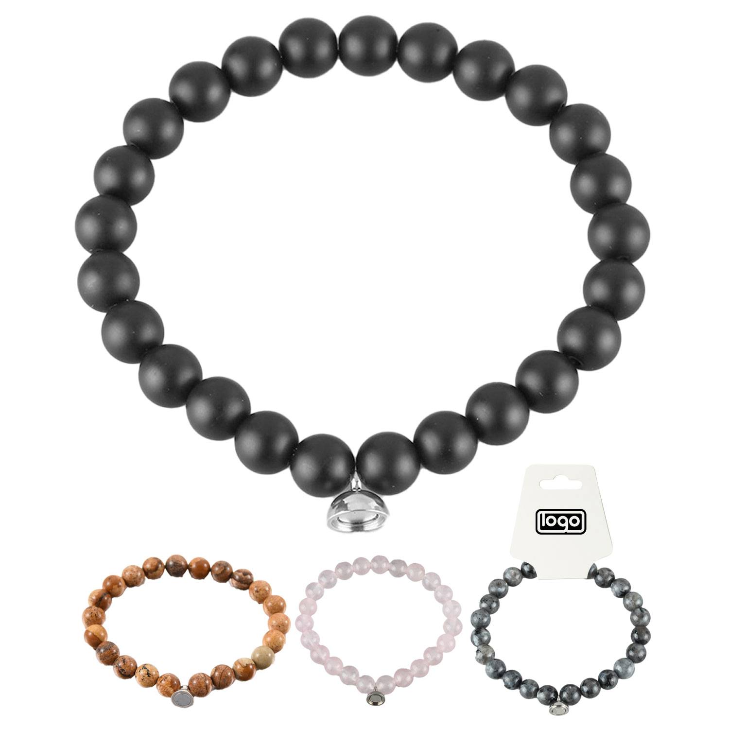 Natural Lava Stone Couple Bracelets with Magnet Bond Design 3