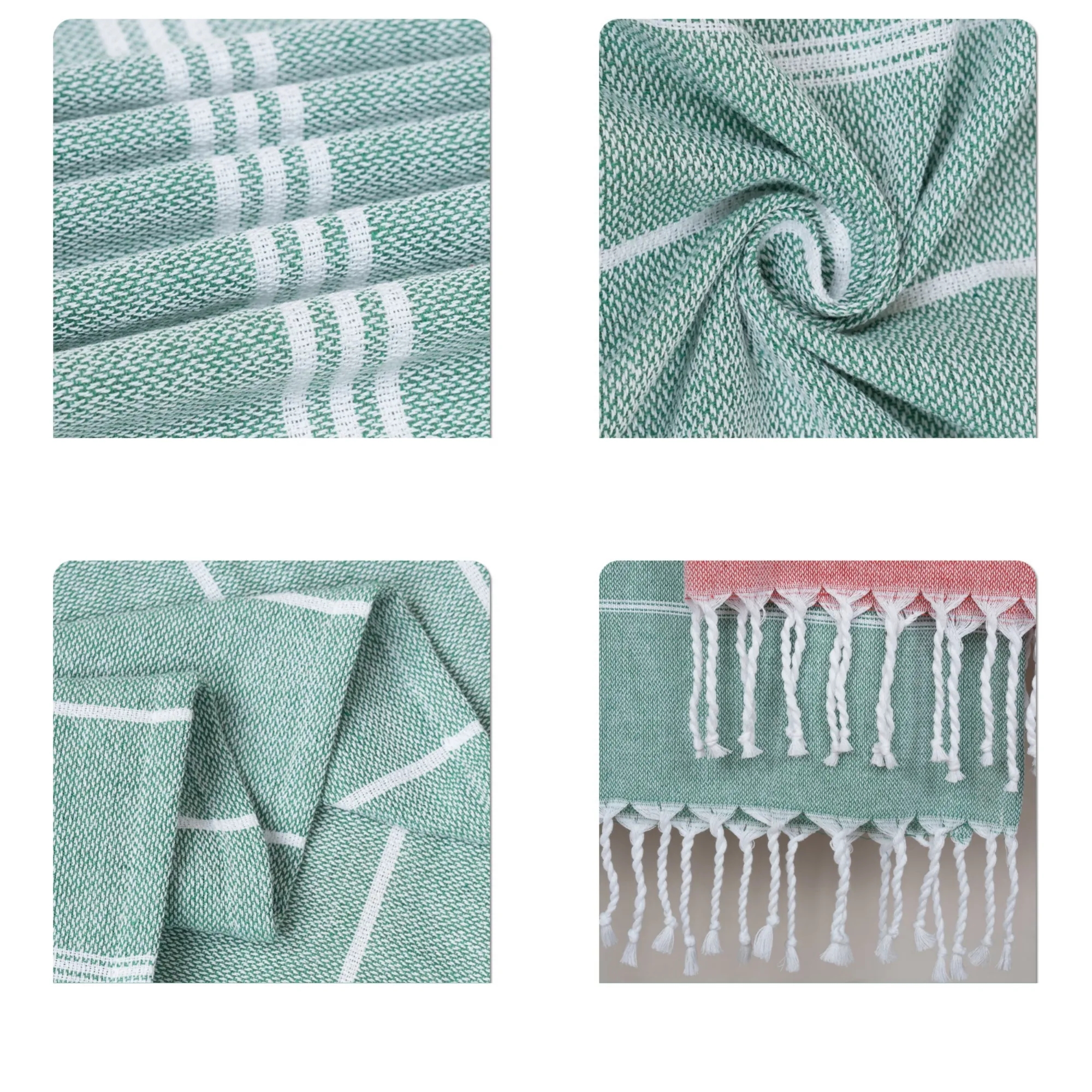 Oversized Poly-Cotton Fringed Jacquard Striped Bath Towel 2