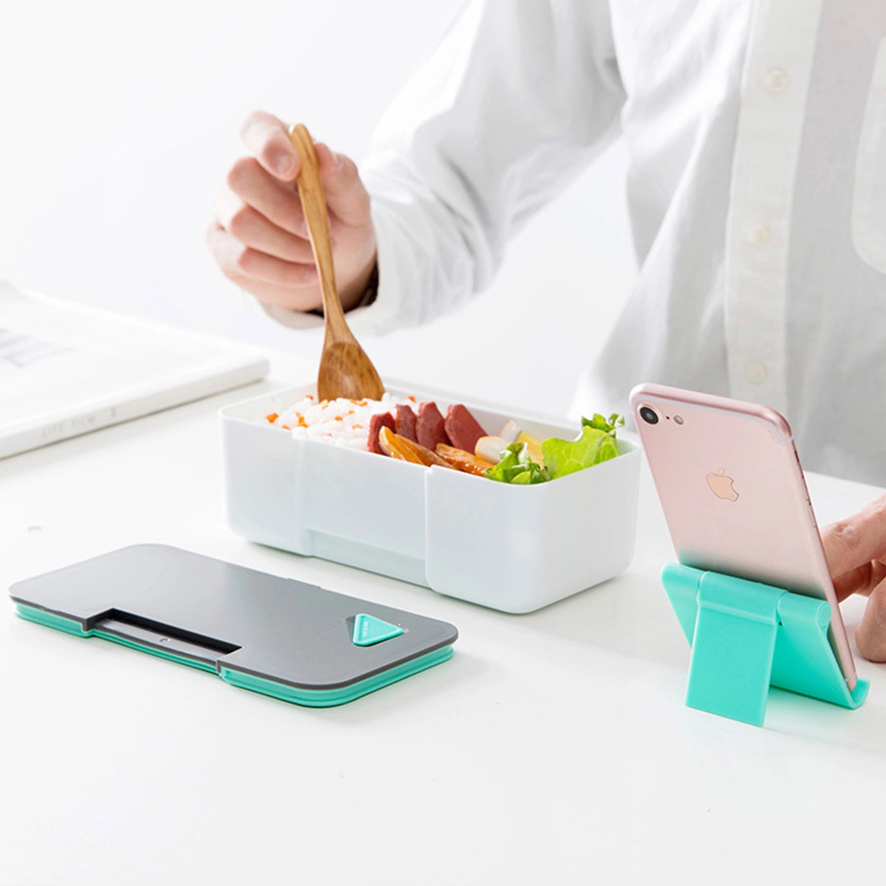 2In 1 Bento Box Wirh Phone Holder 3