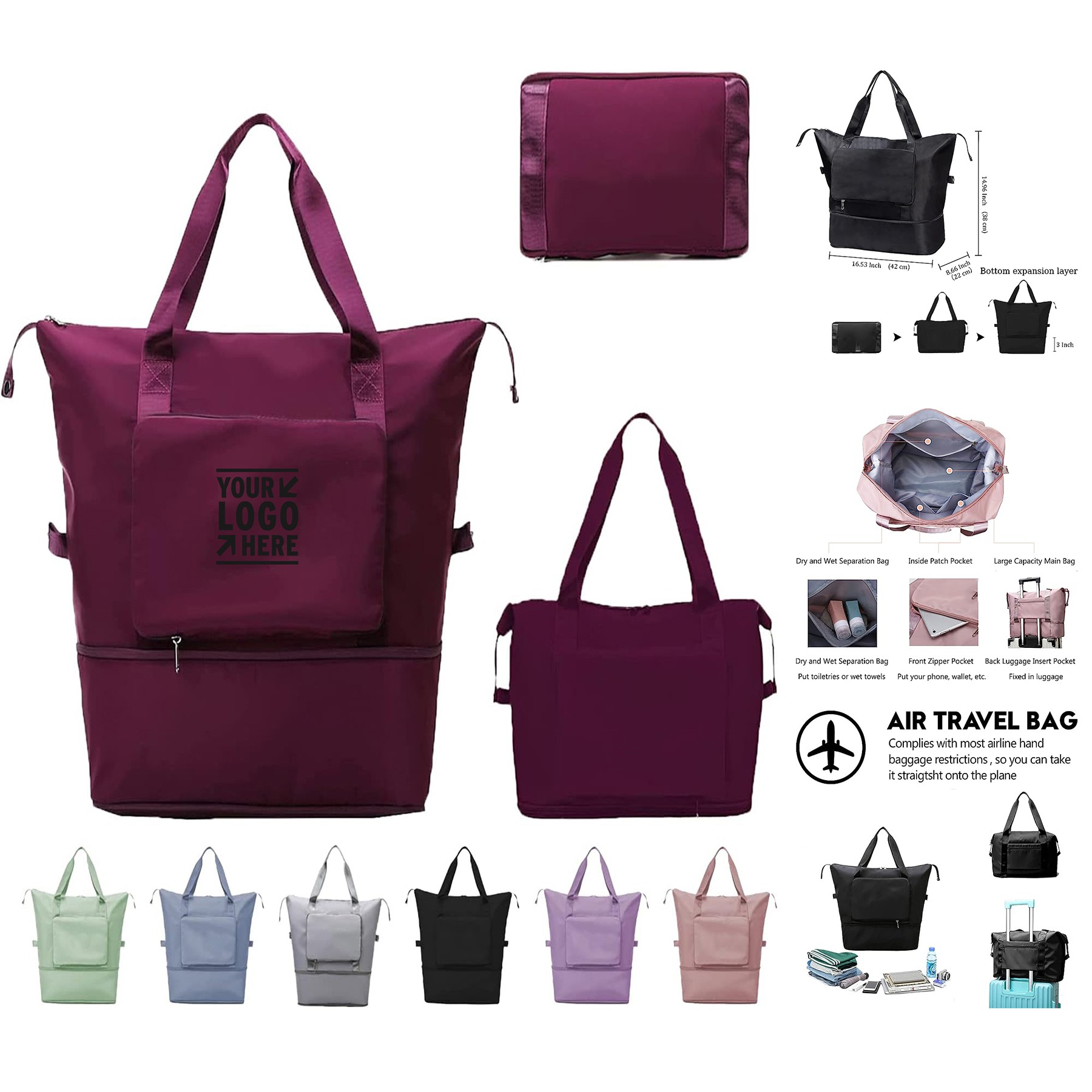 Forest Large Capacity Folding Dry Wet Separation Multifunctional Sport Shoulder Travel Duffel Bag 2