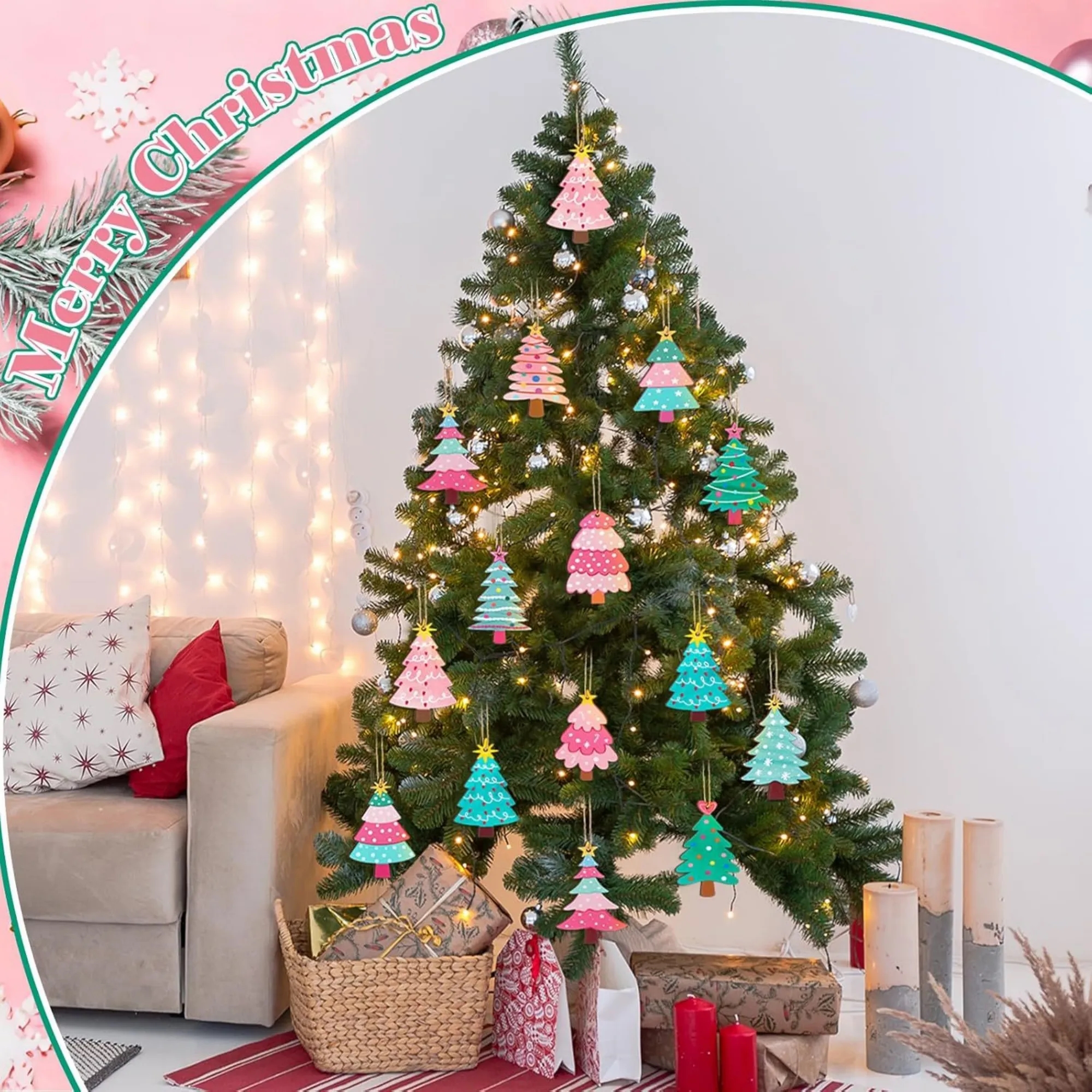Christmas Tree Ornament Slice Wooden 5