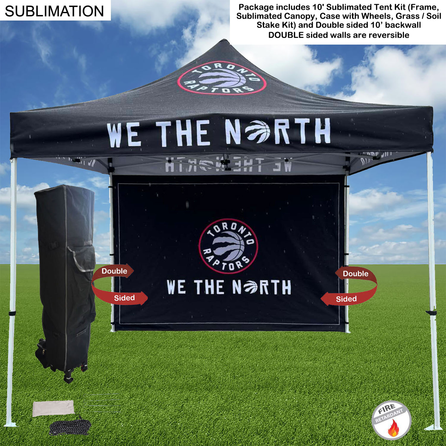 Tent Backwall Package 2, 10' Sublimated Tent Kit and Full DOUBLE sided backwall 11