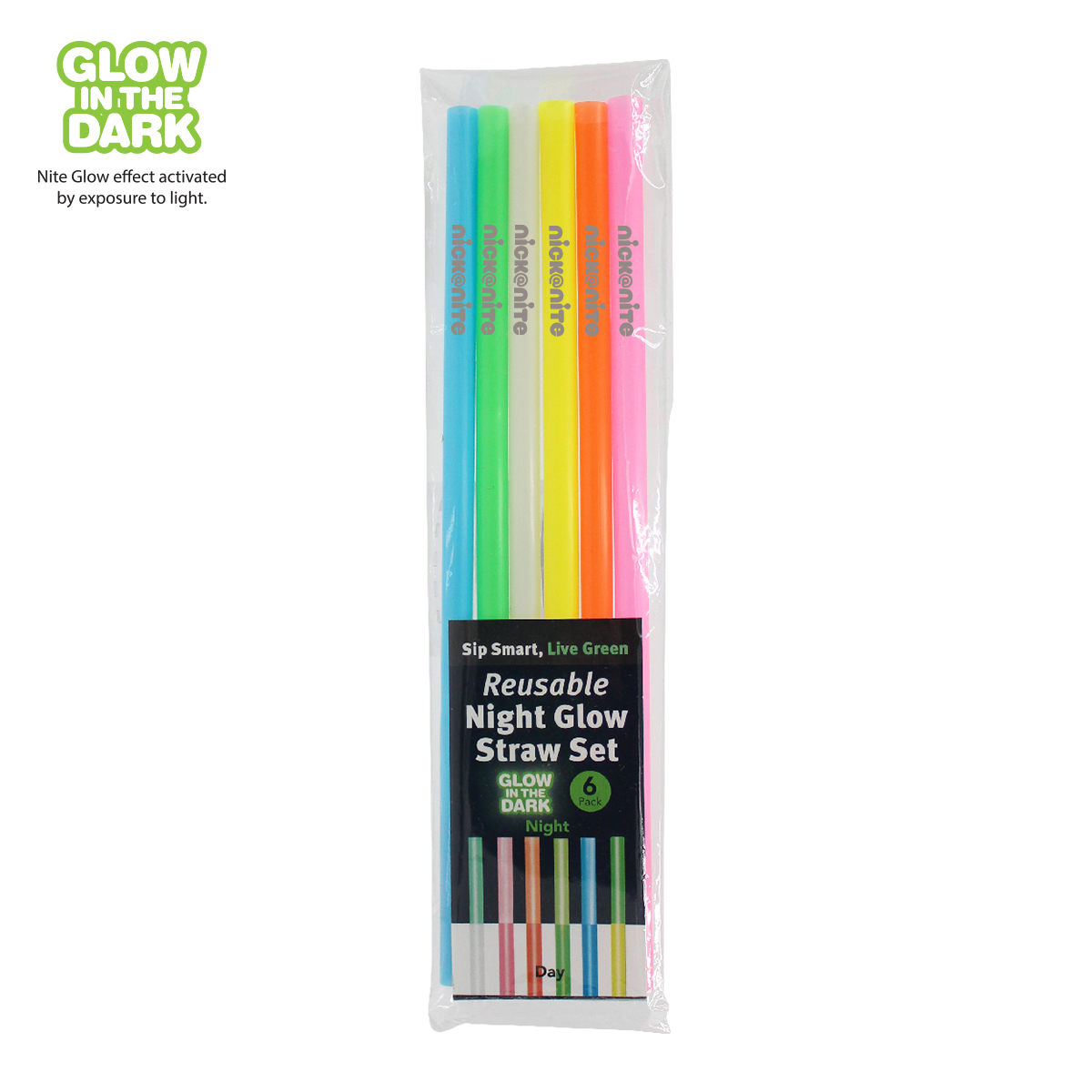 Nite Glow Reusable Straw - 6 Pack 6