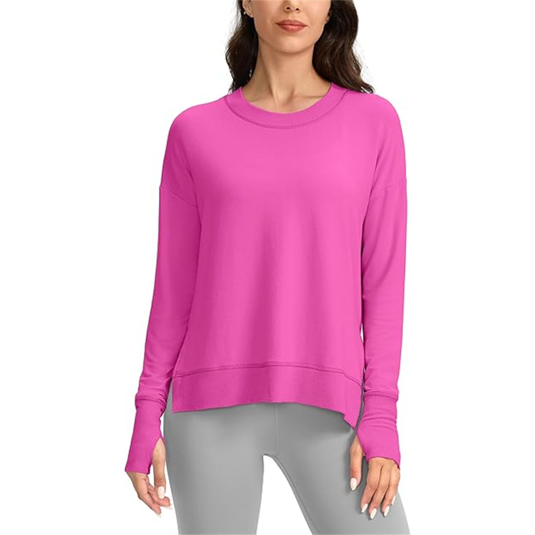 Womens' Side Slit Thumb Holes Yoga Shirt 11