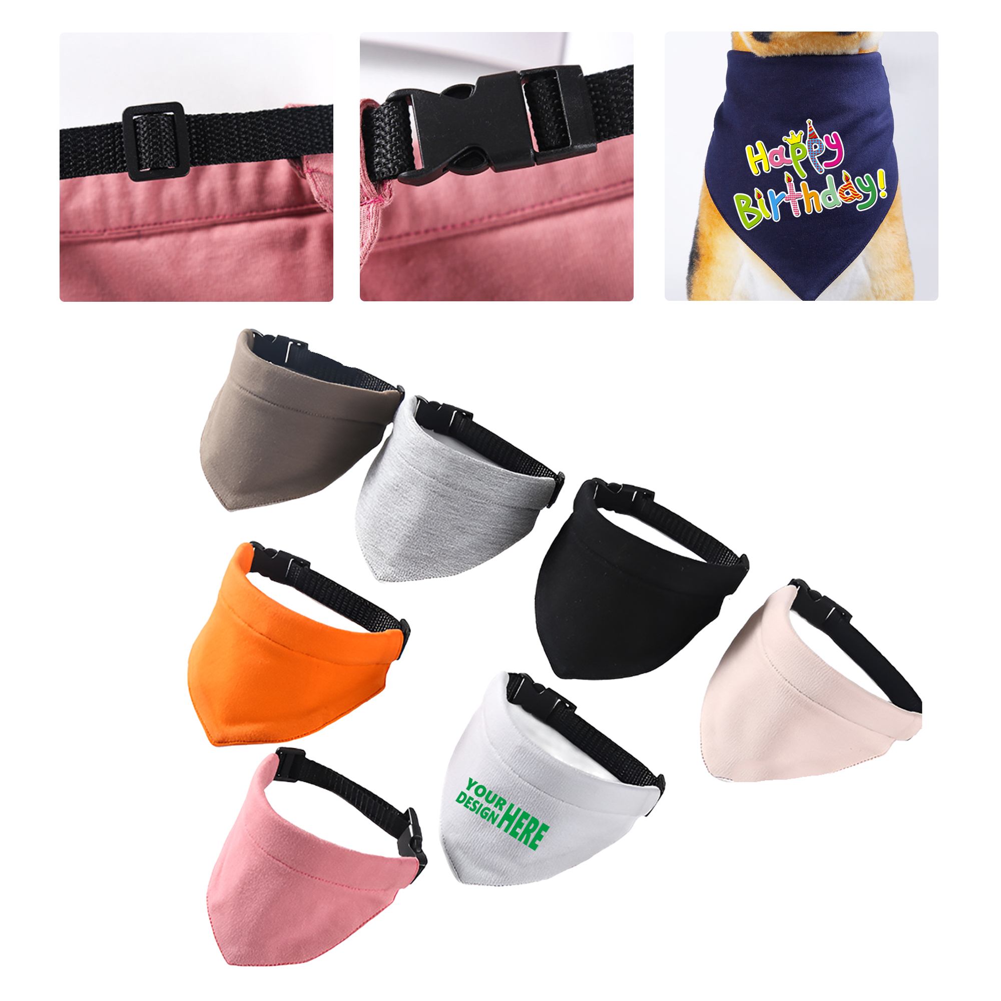 MOQ 50 Customizable Adjustable Pet Bandana Collar 2