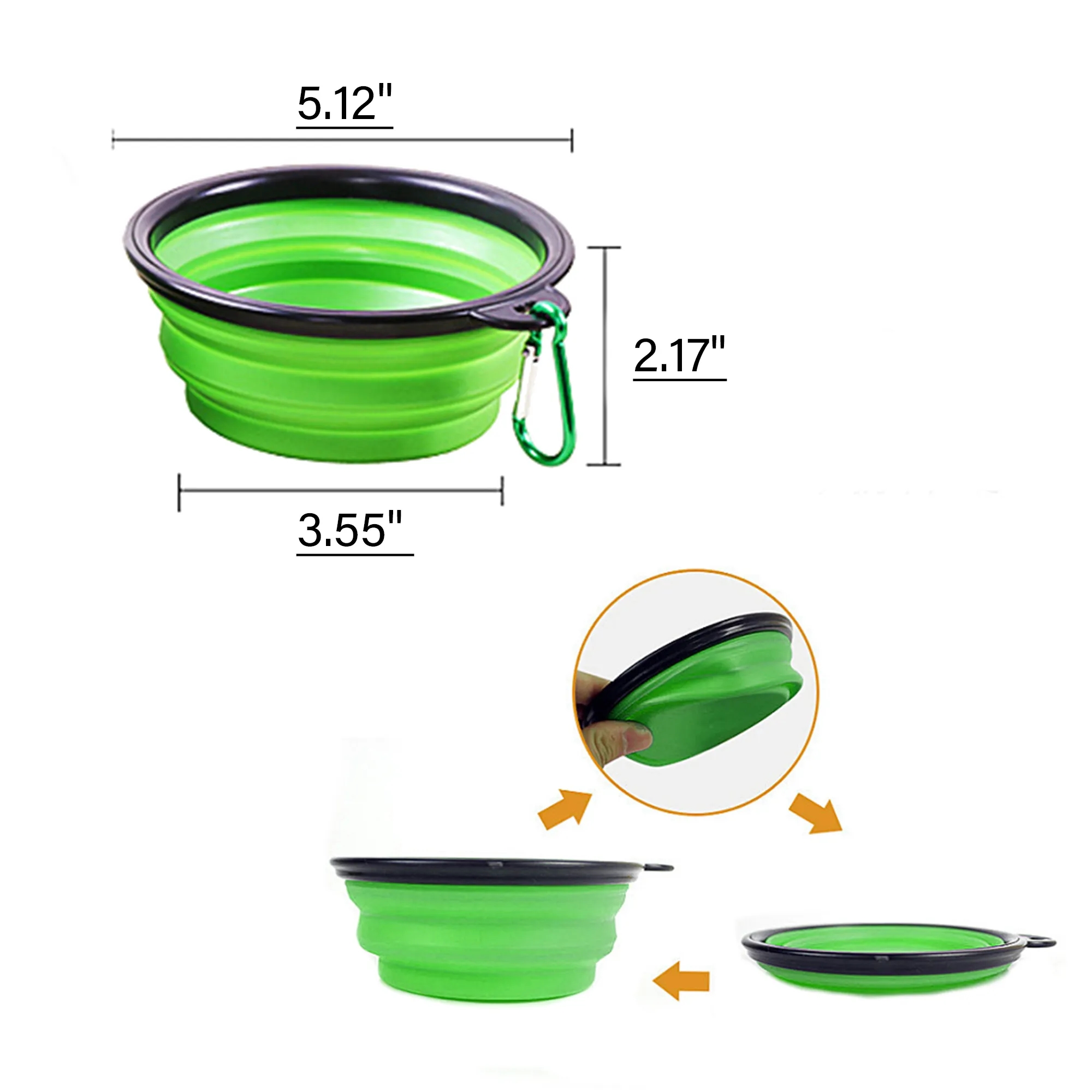 Portable Pet Collapsible Bowl with Carabiner 3