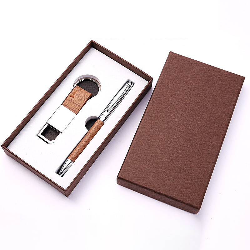 2-piece Office Gift Set Metal Ball Pen and Key Chain 2