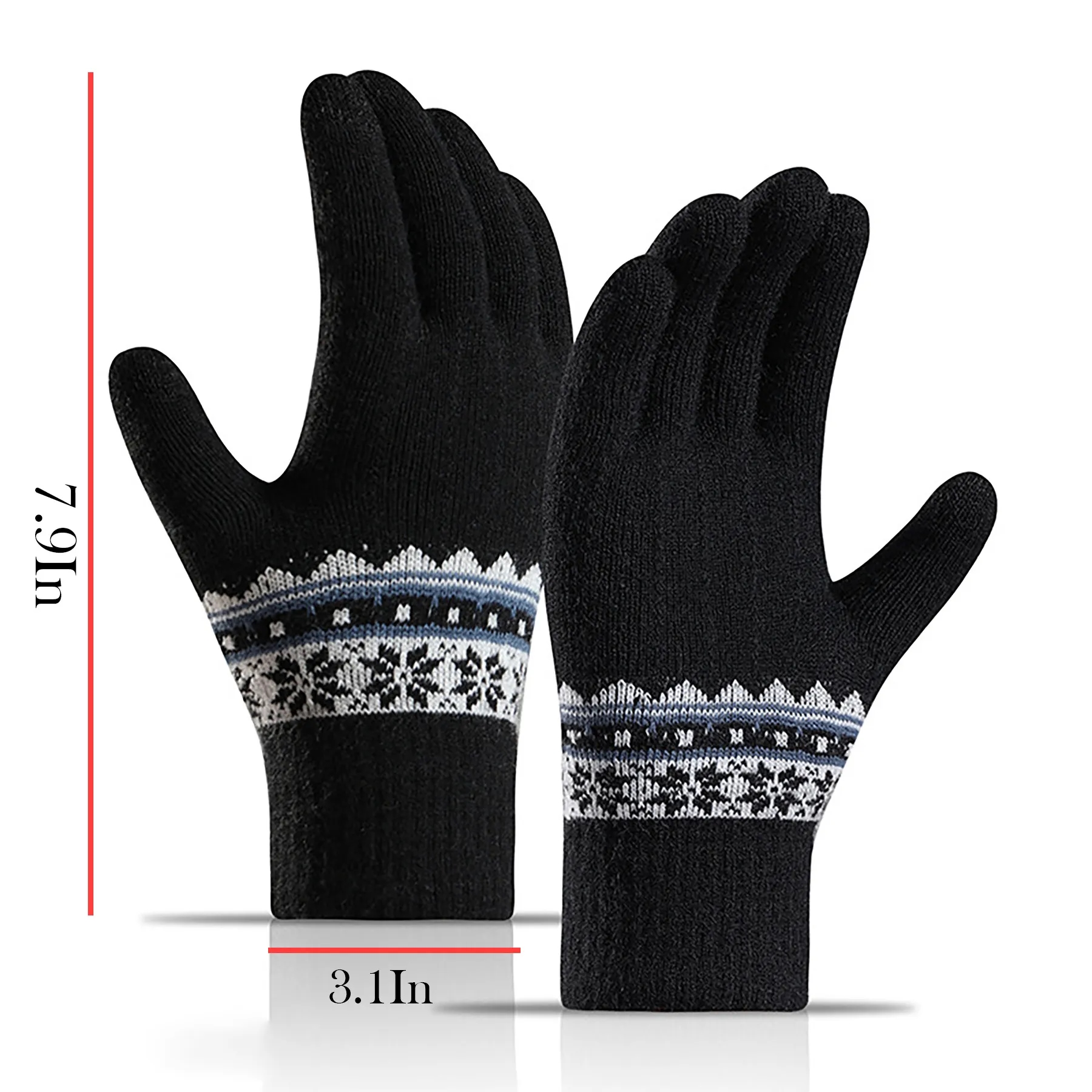 Acrylic Women's Thick Knitted Touch Screen Gloves 7