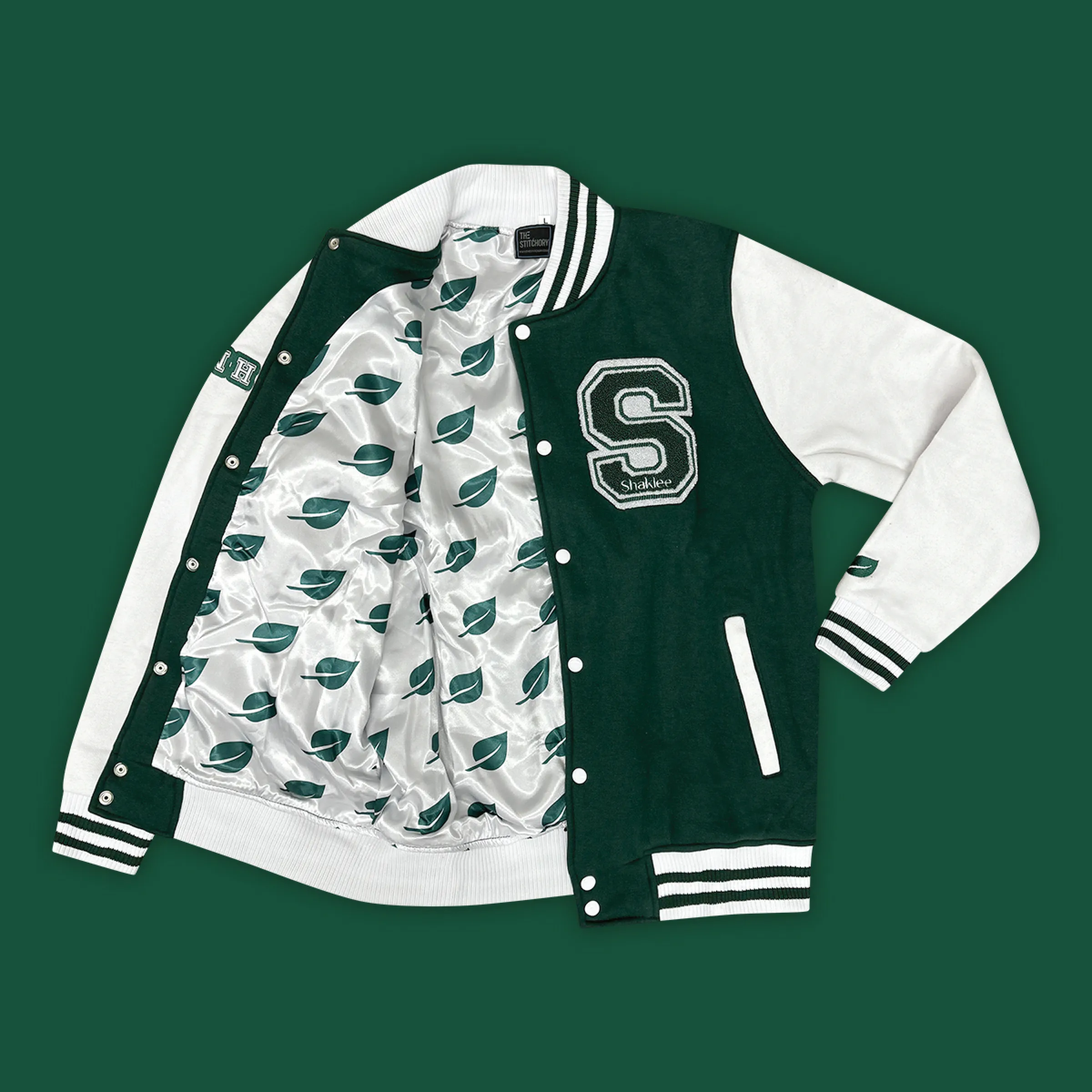 Cotton Fleece Varsity Jacket With Custom Printed Lining 6