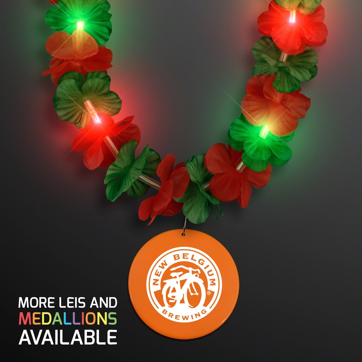 LED Christmas Hawaiian Lei Party Necklace with Medallion 13
