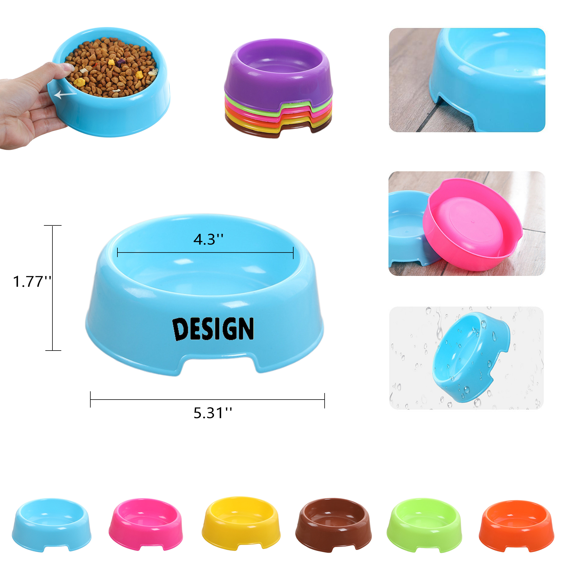 Plastic Candy Color Pet Food Water Bowl for Pet 1