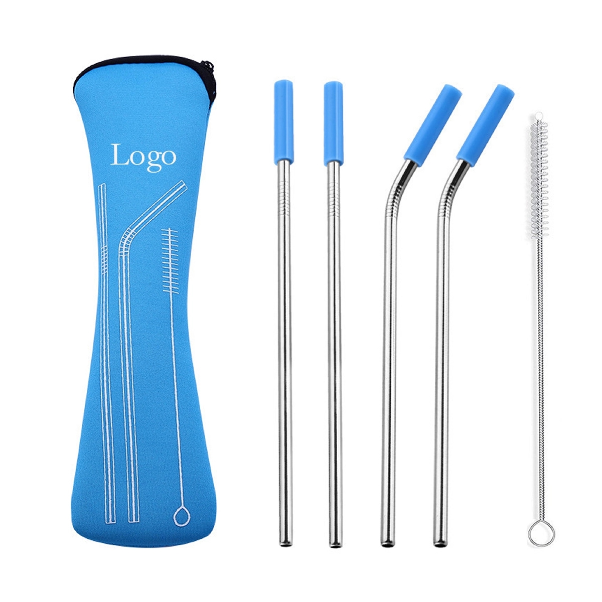 Stainless Steel Drinking Straw With Cleaner In Neoprene Bag 3