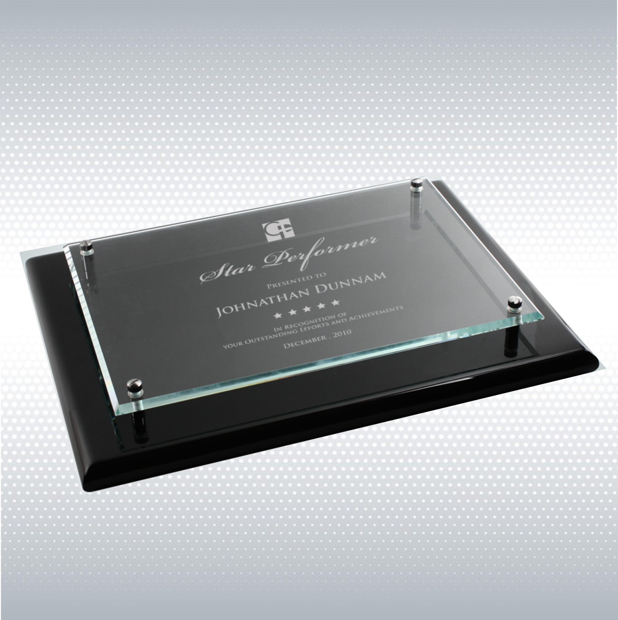 Black Piano Finish Plaque w/Acrylic Plate (Various Sizes) 8