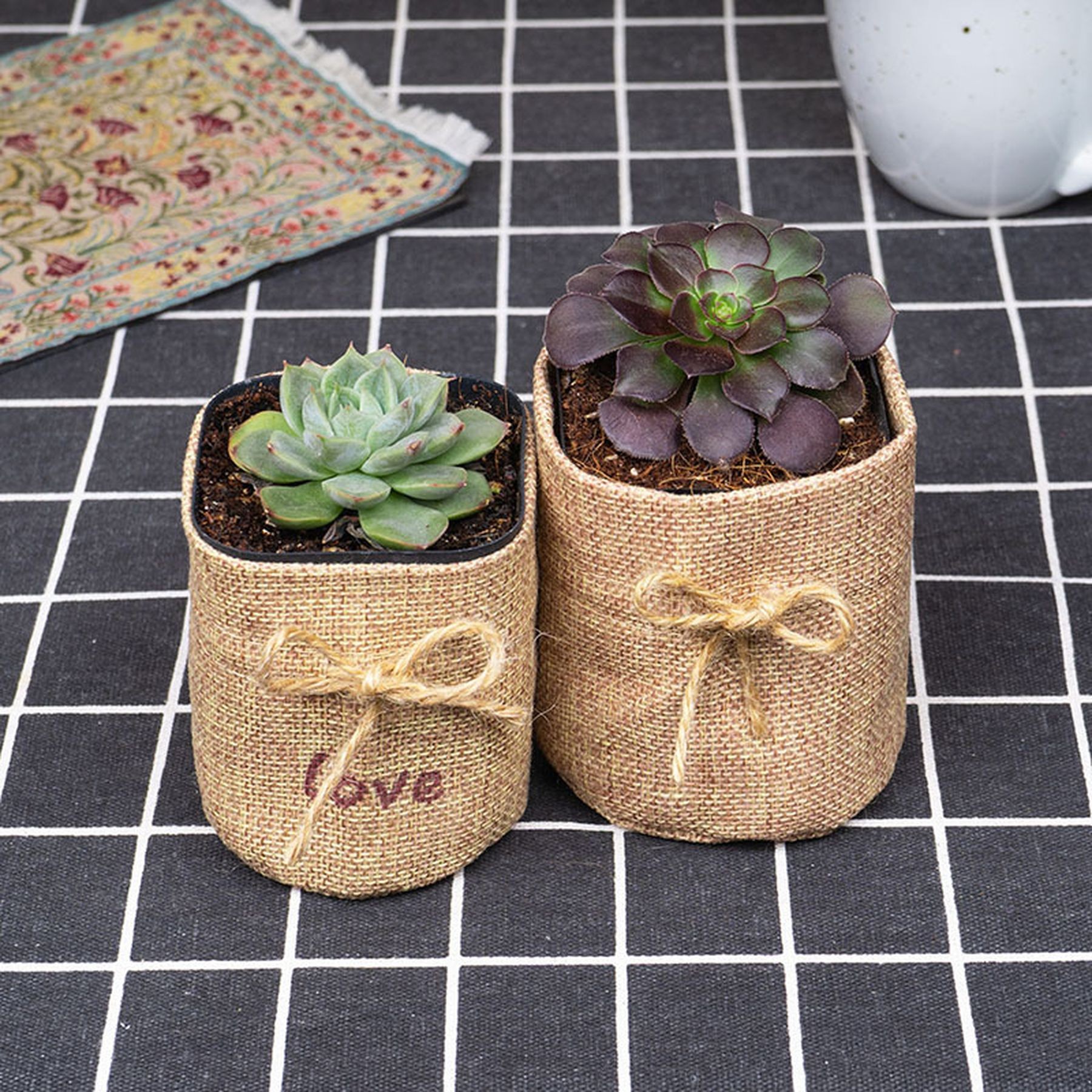 Seedling Plant Grow Bag Succulent Pot Burlap Nursery Pouches 3