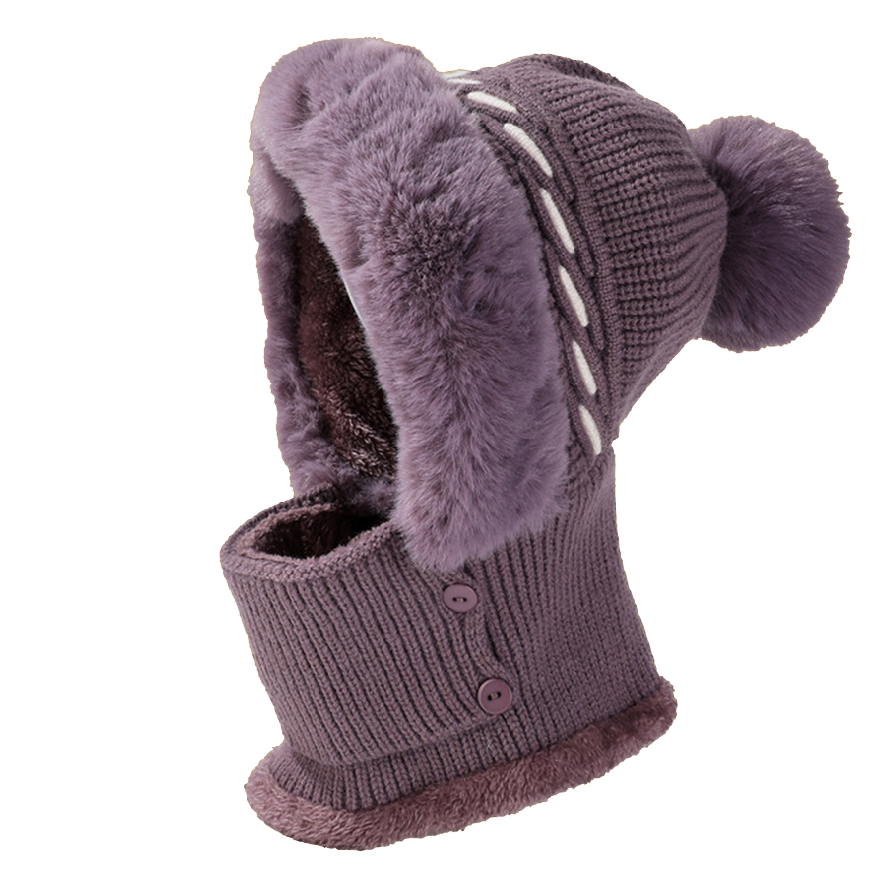 Winter Warm One Piece Fleece Hats Scarf Mask Knitted Hat 10