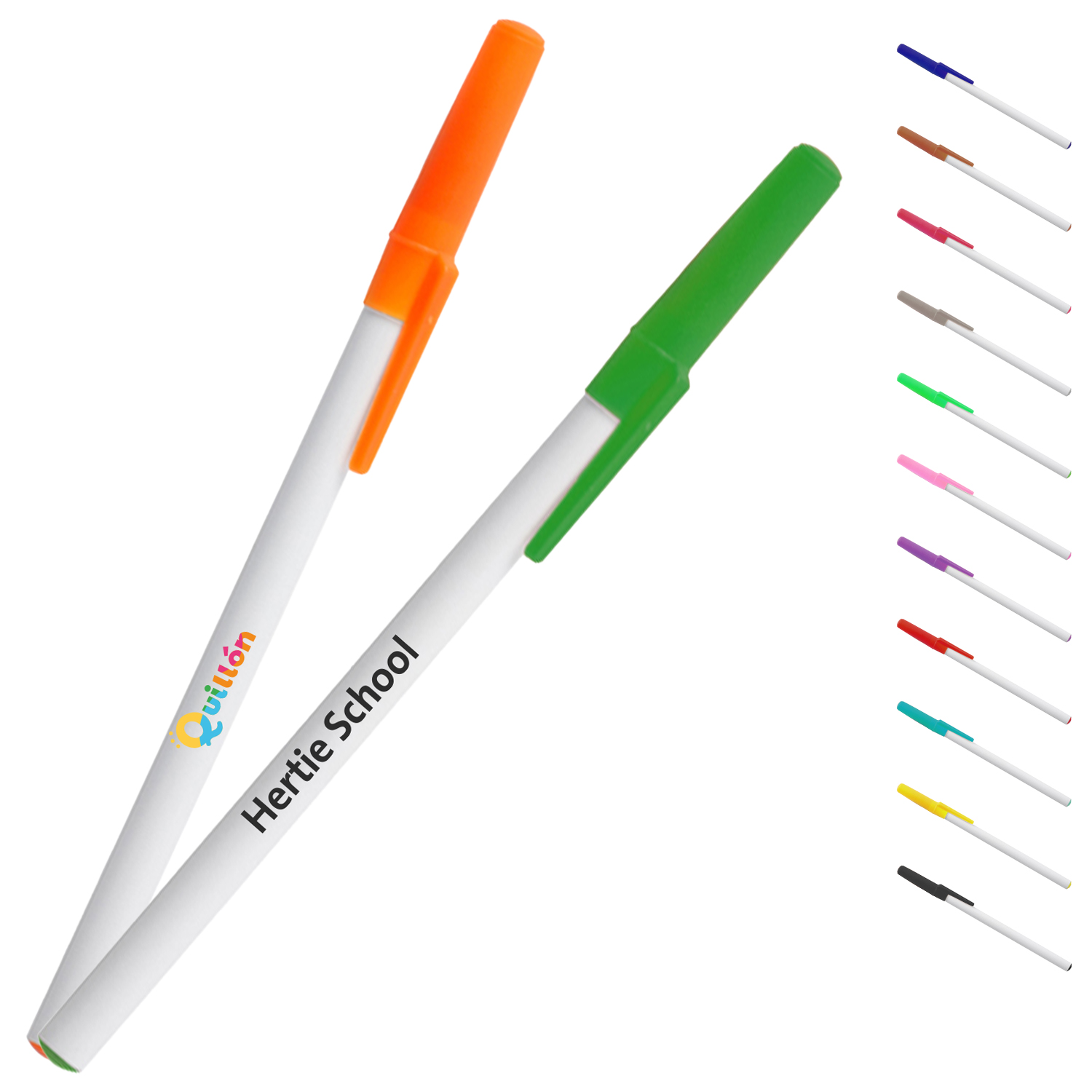 Durable Stick Pen w/ Colored Cap 2
