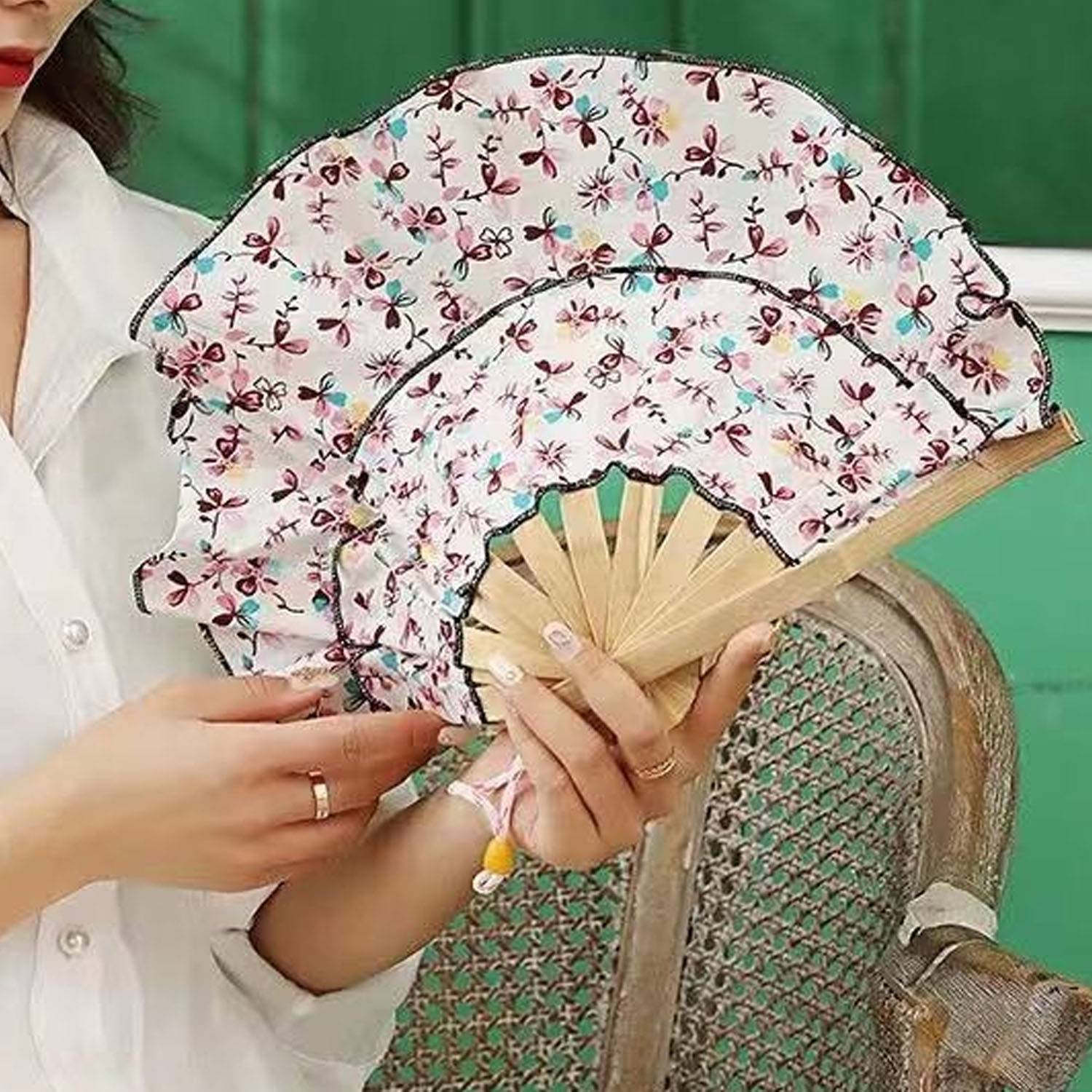 2 in 1 Portable Foldable Bamboo Fan Hat for Summer 5