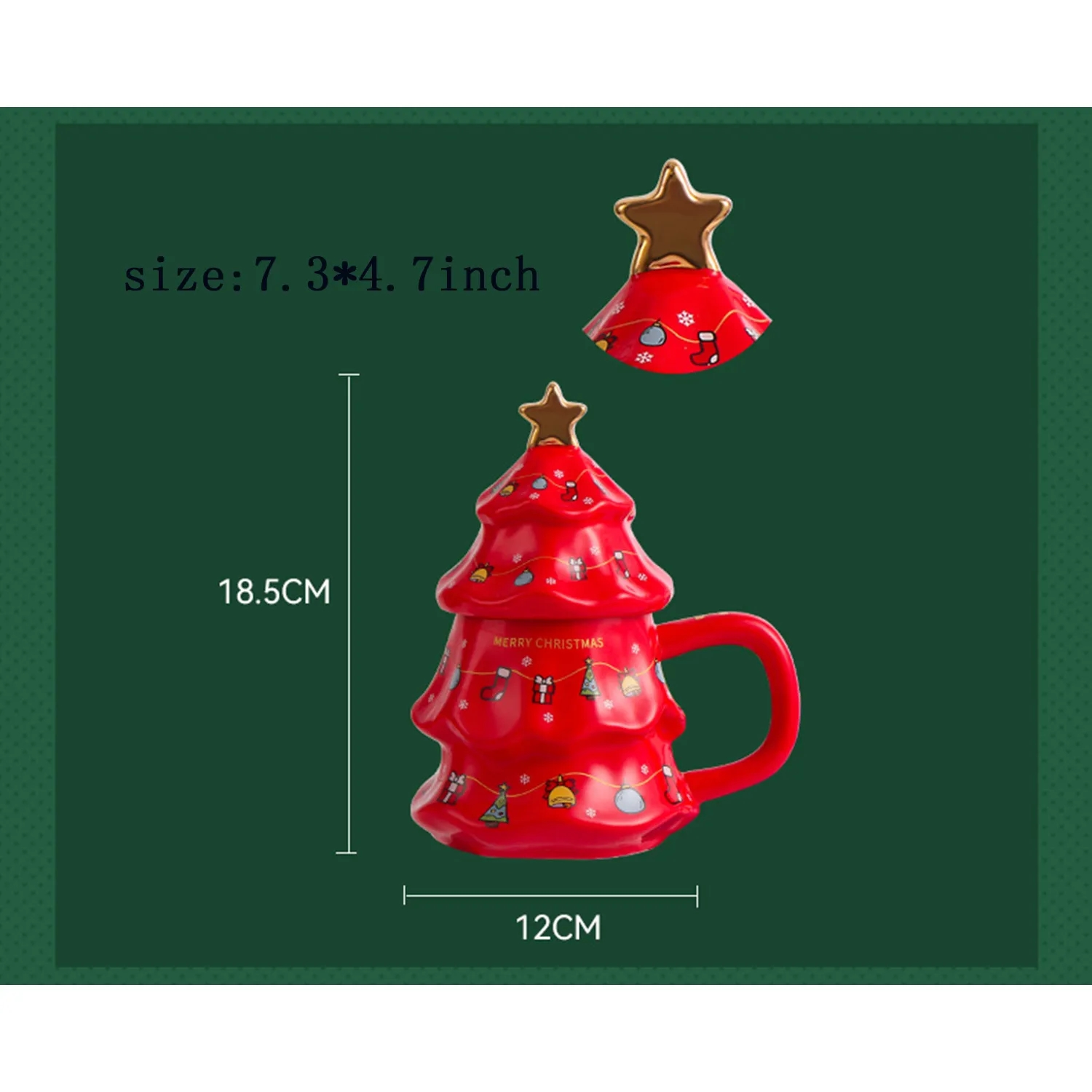 Christmas Tree Ceramic Mug with Lid 3