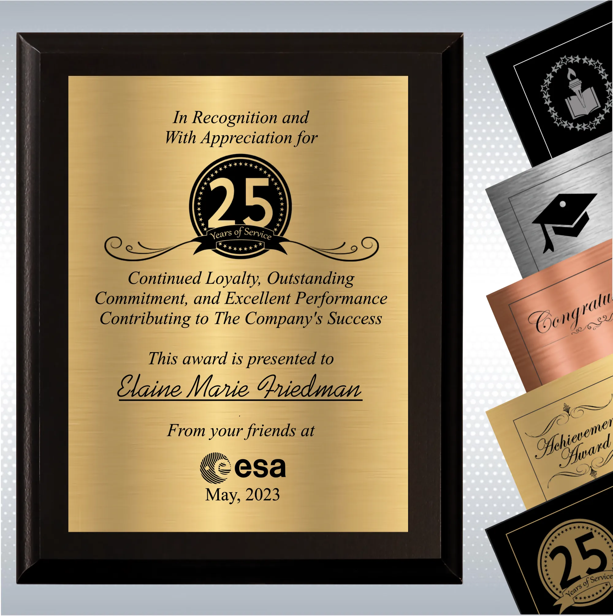 Black Matte Personalized Years of Service Gift Award Plaque 11