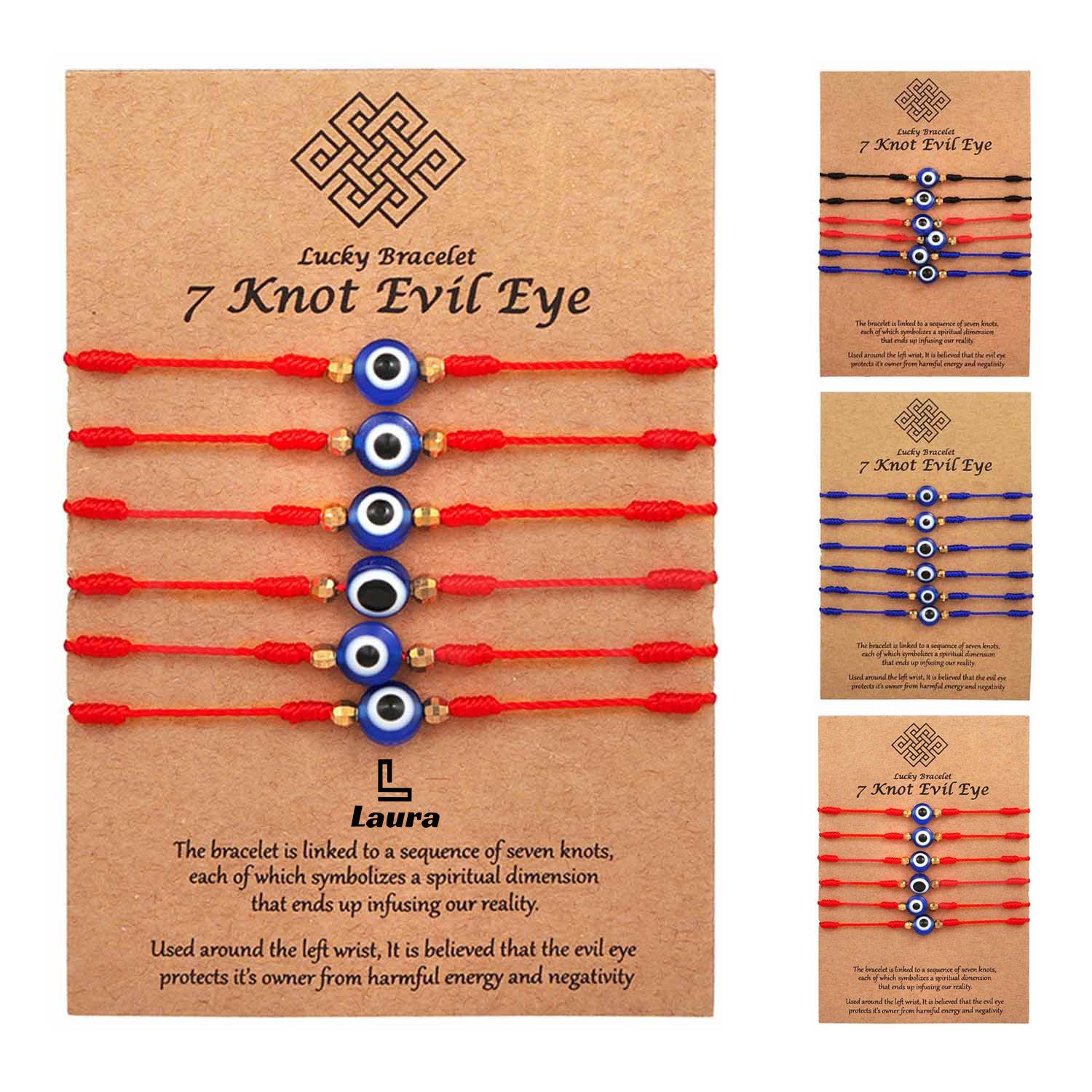 6 Pcs Evil Eye Lucky Adjustable Bracelets 2