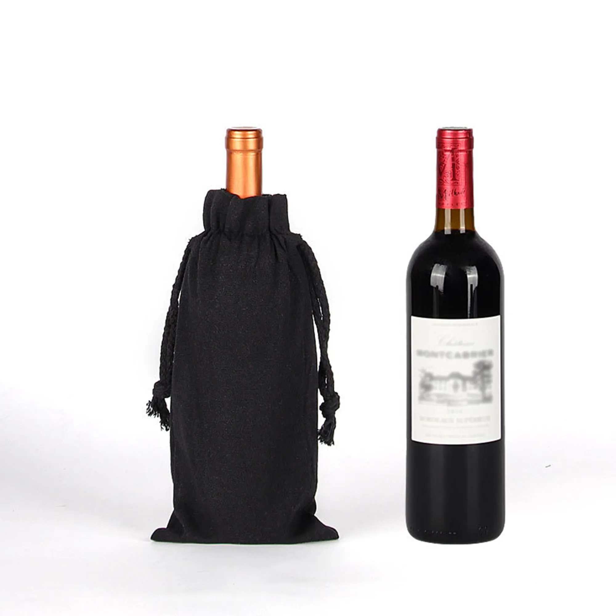 Custom Canvas Wine Bottle Gift Bags Reusable for Events 11