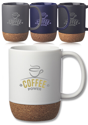 15 oz Matte Cork Bottom Ceramic Mugs