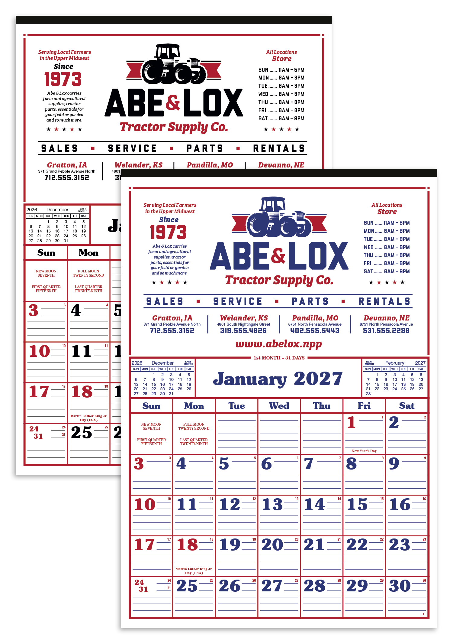 Skinner & Kennedy® Commercial 12-Sheet Calendar 26