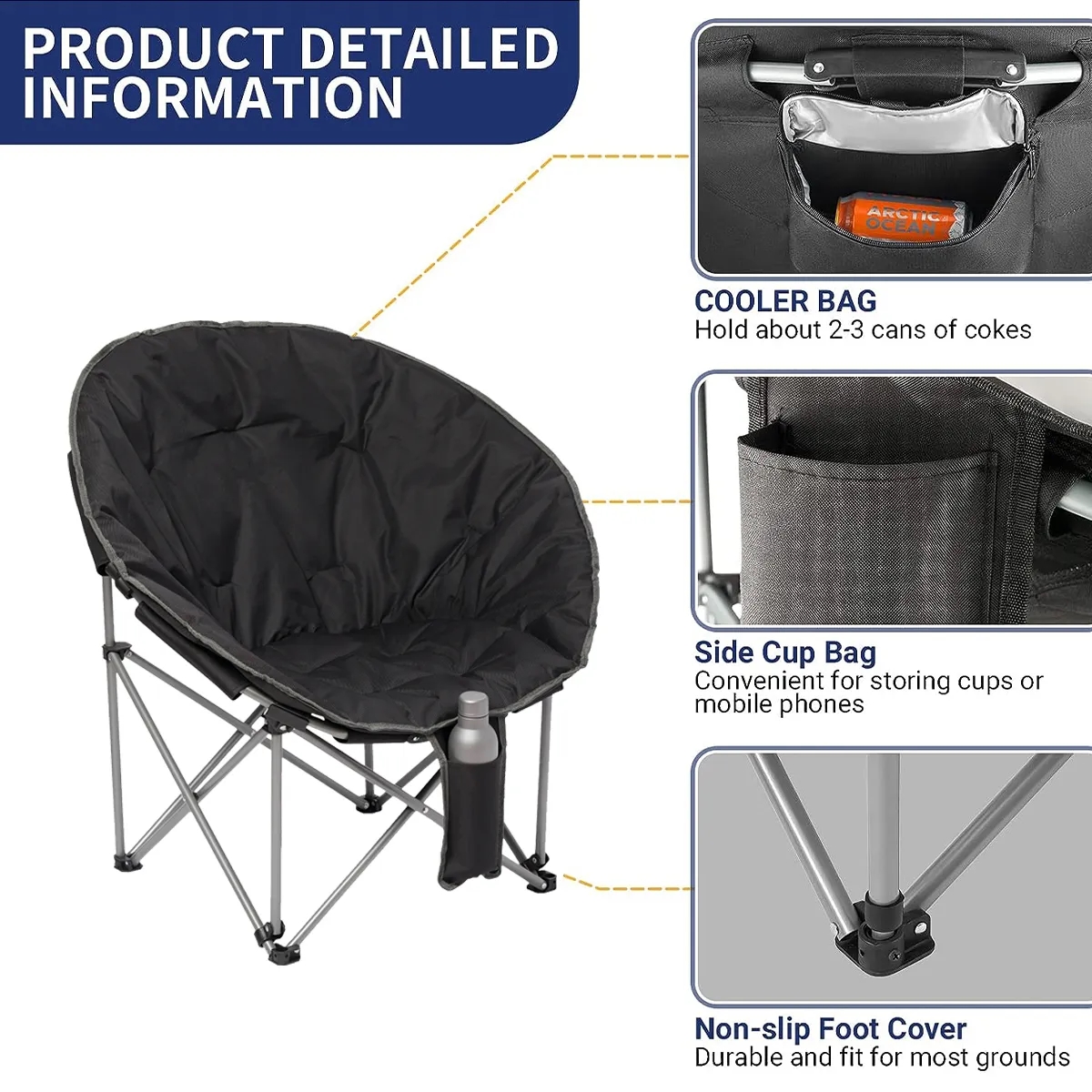 Folding Moon Chair ( 400lbs Capacity) - Personalization 4