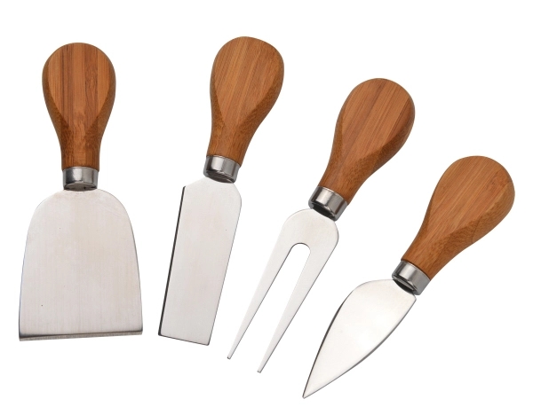 Gourmet four piece cheese knife set with wood case 2