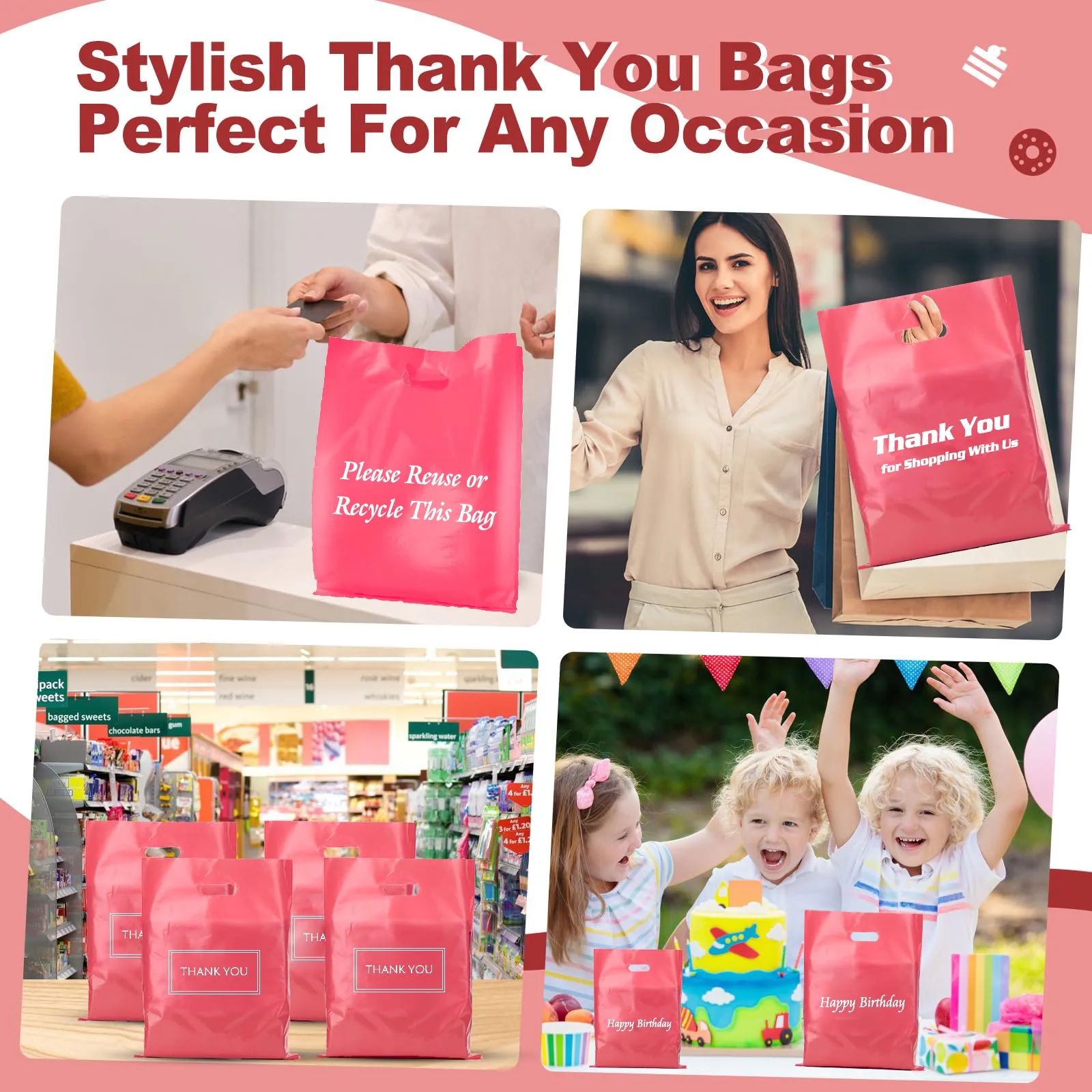 Die Cut Handle Plastic Merchandise Boutique Bag Apparel gift 11